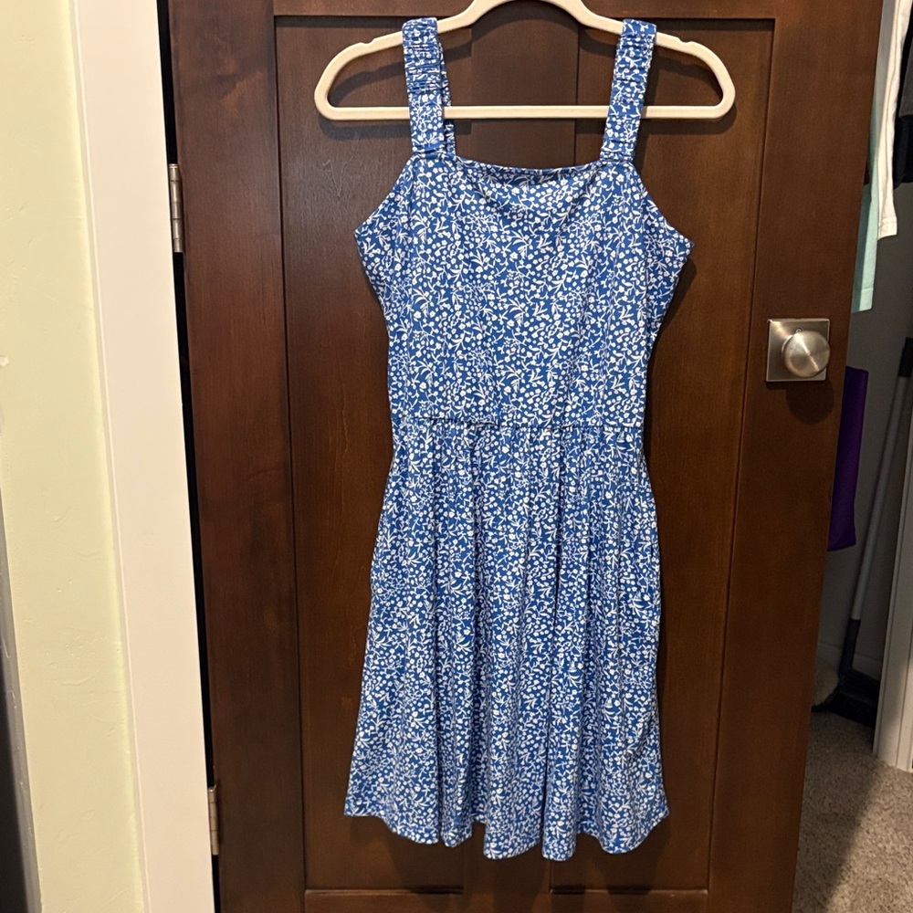 Blue Floral Sleeveless Dress